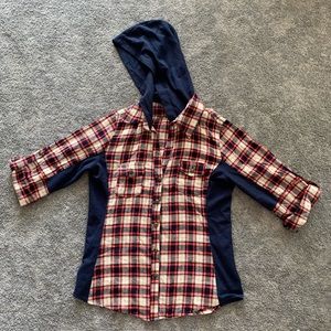 Plaid Flannel shirt w/ hood Live To Be Spoiled